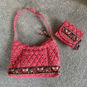 Vera Bradley Pink Pansy handbag + wallet